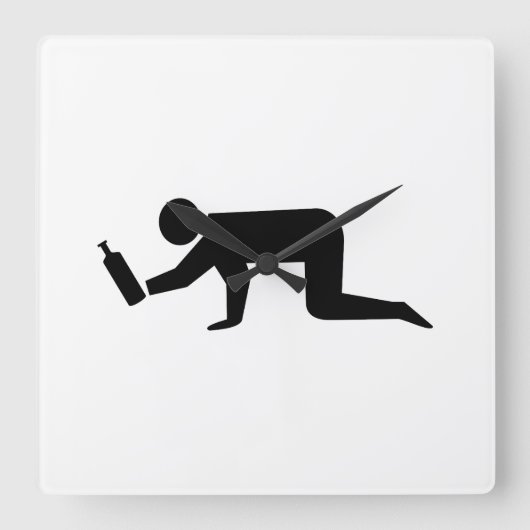 酔っぱらった人々 スクエア壁時計 (正面)