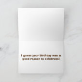 酔っぱらった祝犬が誕生日 カード (内部)