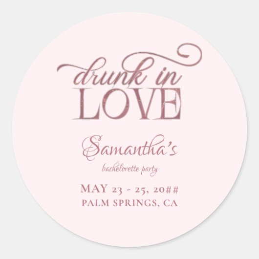 酔っぱらって恋に酔う ピンクのシャンパンタワー バチェロレッテ ラウンドシール (正面)