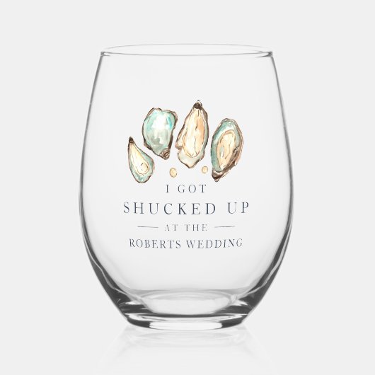 酔っぱらって | コースタルオイスター結婚式の引き出物 ステムなしワイングラス (正面)
