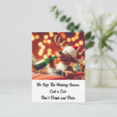 酔っ払いのトナカイのクリスマス飲み物とドライブしない ポストカード (スタンド正面)