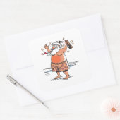 酔っ払いサンタの大きなスクエアステッカー スクエアシール (封筒)