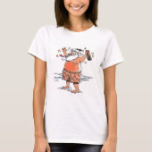 酔っ払いサンタ 女性用 ホワイト Tシャツ (正面)