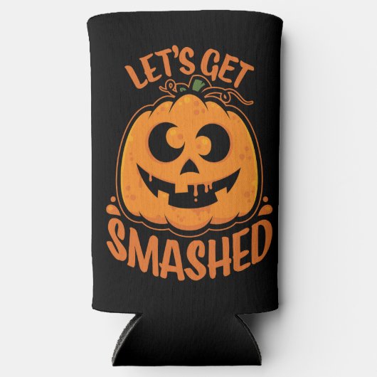 酔っ払いハロウィン・ジャックオーランタン Let's Get Smashed スリム缶クーラー (正面)