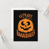 酔っ払いハロウィン・ジャック・オ・ランタン Let's Get Smashed カード (正面/裏面インサイチュ)