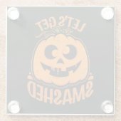 酔っ払いハロウィン・ジャック・オ・ランタン Let's Get Smashed ガラスコースター (裏面)