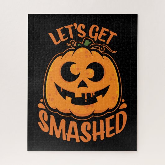 酔っ払いハロウィン・ジャック・オ・ランタン Let's Get Smashed ジグソーパズル (縦)