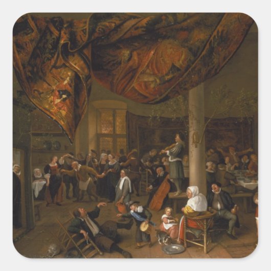 酔っ払い結婚の村の饗宴 スクエアシール (正面)