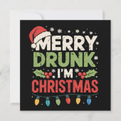 酔っ払ったクリスマスサンタのジョーク、楽しい飲み会 シーズンカード (正面)