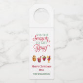 酔っ払ったクリスマスワインビールを飲む季節だ ボトルネックタグ (正面)