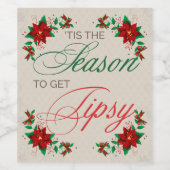 酔っ払ったクリスマスワインラベルを手に入れる季節 ワインラベル (シングルラベル)