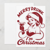 酔っ払ったクリスマス 陽気な飲み会 シーズンカード (正面/裏面)