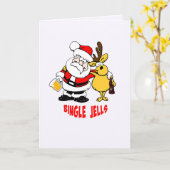 酔っ払ったサンタと酔った鹿のビングル・ジェルズ カード (黄色い花)