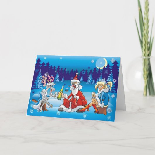 酔っ払ったサンタのダサいクリスマス 招待状 (正面)