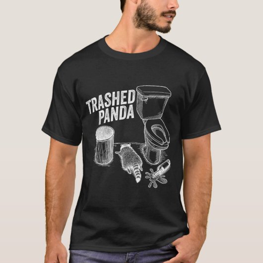 酔っ払ったパンダのタヌキ おもしろグッズ Tシャツ (正面)