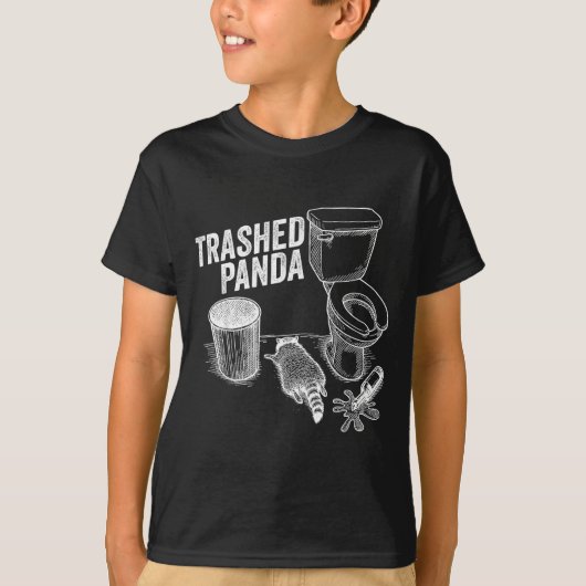 酔っ払ったパンダのタヌキ 笑える Tシャツ (正面)