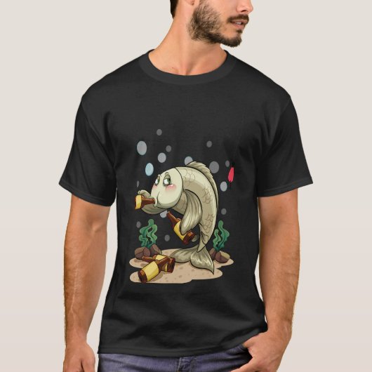 酔っ払った面白い魚 Tシャツ (正面)