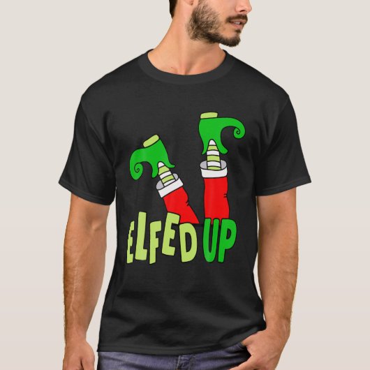 酔っ払ってエルフになった、転げるエルフ、面白いE Tシャツ (正面)