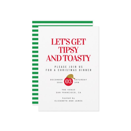 酔っ払ってホカホカのクリスマスディナーに来ませんか シーズンカード (正面/裏面インサイチュ)