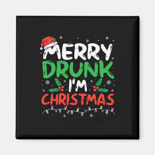 酔っ払ってメリークリスマス おもしろサンタ ジョーク クリスマス マグネット (正面)