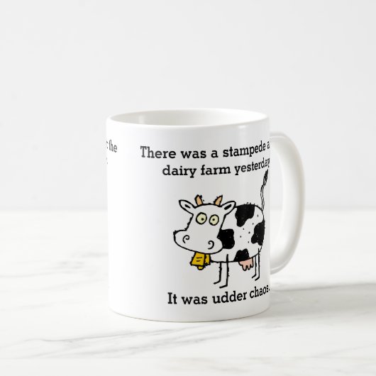 酪農場の乳房の無秩序牛冗談のおもしろいなスタンピード コーヒーマグカップ (正面右)