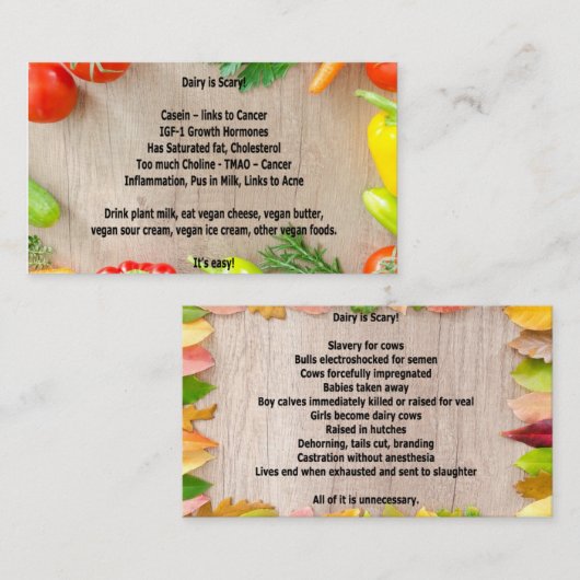 酪農場は恐い"ビジネス"カードです 名刺 (正面/裏面)