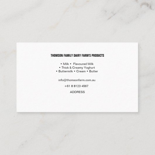 酪農場、牛、農業、名刺 名刺 (裏面)