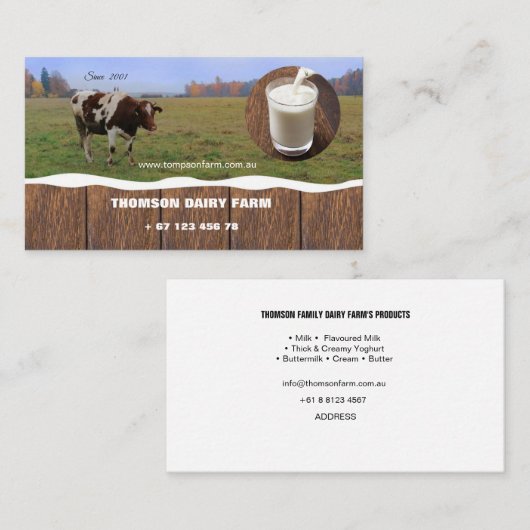 酪農場、牛、農業、名刺 名刺 (正面/裏面)