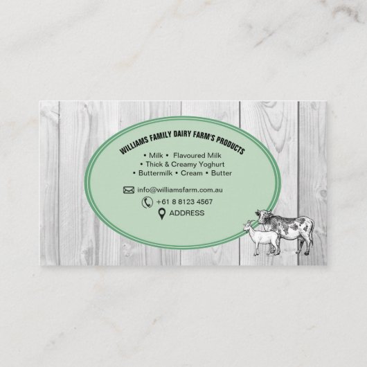 酪農場、牛、農業、名刺 名刺 (裏面)