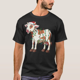 酪農家のためのクリスマスコスチューム 牛のサンタ帽子 クリスマスギフト Tシャツ