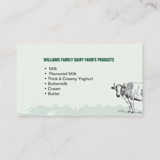 酪農家、牛、農業、名刺 名刺 (裏面)