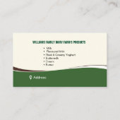 酪農家、牛、農業、名刺 名刺 (裏面)