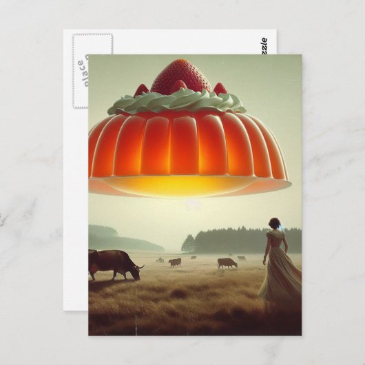 酪農牧場内のシュールレアル・オレンジ・スイートトリートメント ポストカード (正面/裏面)