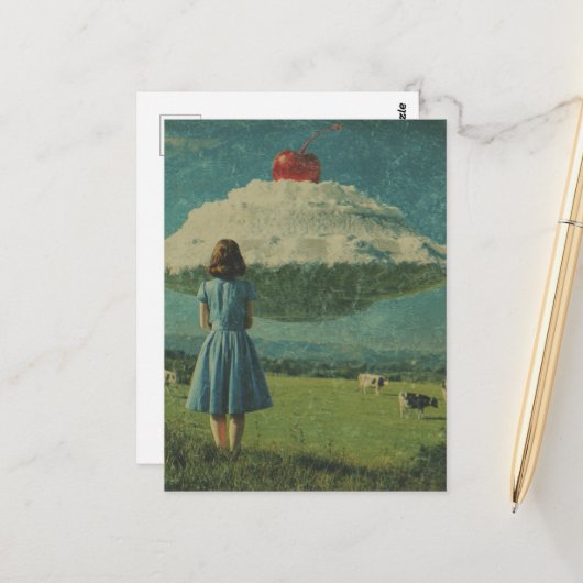 酪農牧草地の超現実的な甘いUfo ポストカード (正面/裏面インサイチュ)