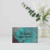 酸化ターコイズオンメタル理容師ショップカード 名刺 (スタンド正面)