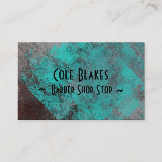酸化ターコイズオンメタル理容師ショップカード 名刺 (正面)