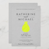 酸性の黄色と灰色の美学 | ウェディング 招待状 (正面/裏面)