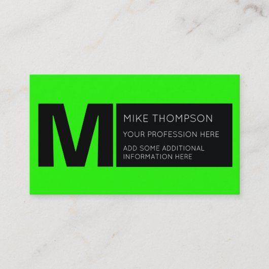 酸性ネオン緑色モダン 名刺 (正面)