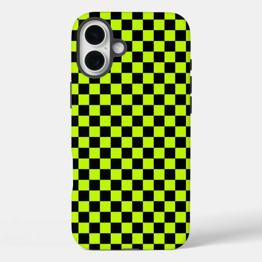 酸性緑と黒の市松模様パターン Case-Mate iPhoneケース (裏面)