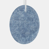 酸洗いブルーデニム、クローズアップのテクスチャ。 ガラスオーナメント (正面右)