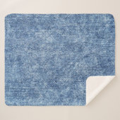 酸洗いブルーデニム、クローズアップのテクスチャ。 シェルパブランケット (正面(横))