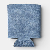 酸洗いブルーデニム、クローズアップのテクスチャ。 缶クーラー (裏面)