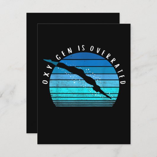 酸素が過大評価される泳ぐ人ギフト水泳チームコーチ 招待状 (正面/裏面)