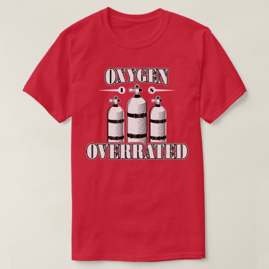 酸素がTシャツの水泳とおもしろいDiviを過大評価 Tシャツ (デザイン正面)
