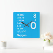 酸素ウォールクロック（青の光） スクエア壁時計 (ホーム)