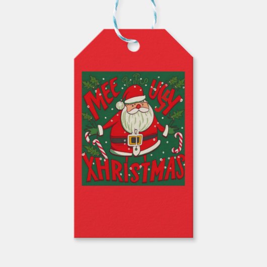 醜いおもしろいとサンタデザイン ギフトタグ (正面)