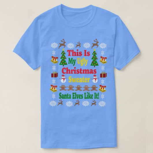 醜いおもしろいクリスマスクリスマスセーター家族 Tシャツ (デザイン正面)