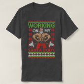 醜いおもしろいクリスマスジム重量挙げ作業 Tシャツ (デザイン正面)