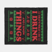 醜いおもしろいクリスマスセーターのウイスキーことわざ フリースブランケット (正面(横))