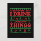 醜いおもしろいクリスマスセーターのウイスキーことわざ ポストカード (正面)